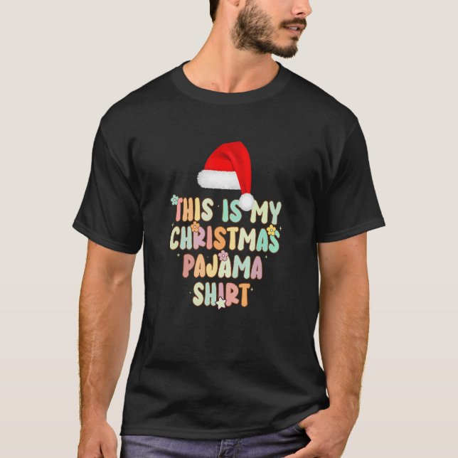 Groovy Style Santa Hat Pajama Christmas Merry Chri T-Shirt (Front)