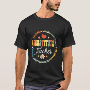 Groovy Substitute Teacher Retro Teacher Back To Sc T-Shirt