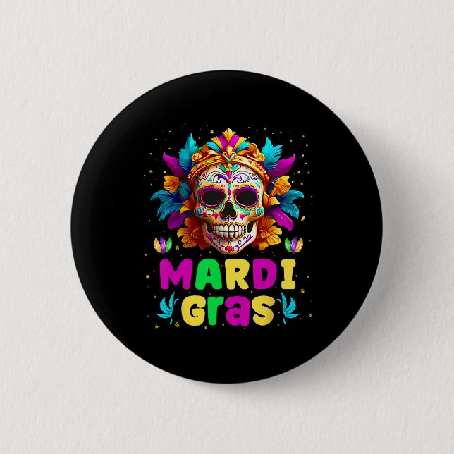 Groovy Sugar Skull Jester Costume Mardi Gras Men W Button (Front)
