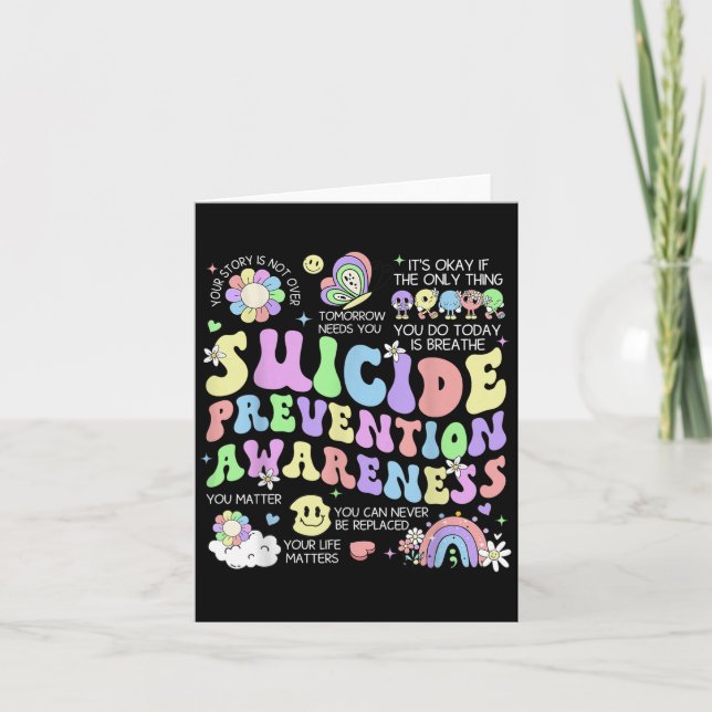 Groovy Suicide Prevention Awareness Mental Health  Card (Front)