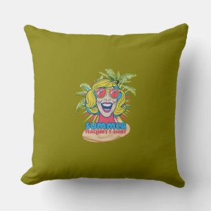 Groovy Summer Teacher Vibes Throw Pillow