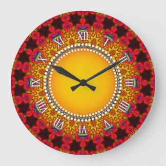 Groovy Sun Red Orange Yellow Energy Large Clock