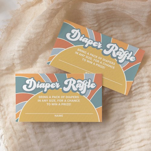 Groovy Sunshine Baby Shower Diaper Raffle Ticket Enclosure Card