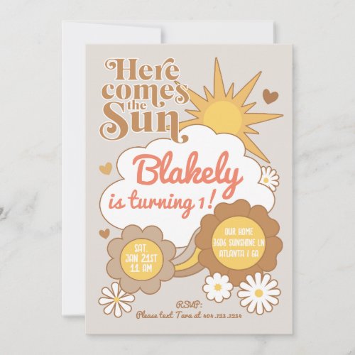 Groovy Sunshine Birthday Invitation