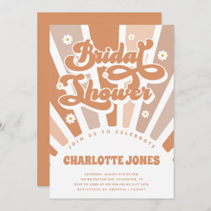 Groovy Sunshine Bohemian Retro Bridal Shower Invitation