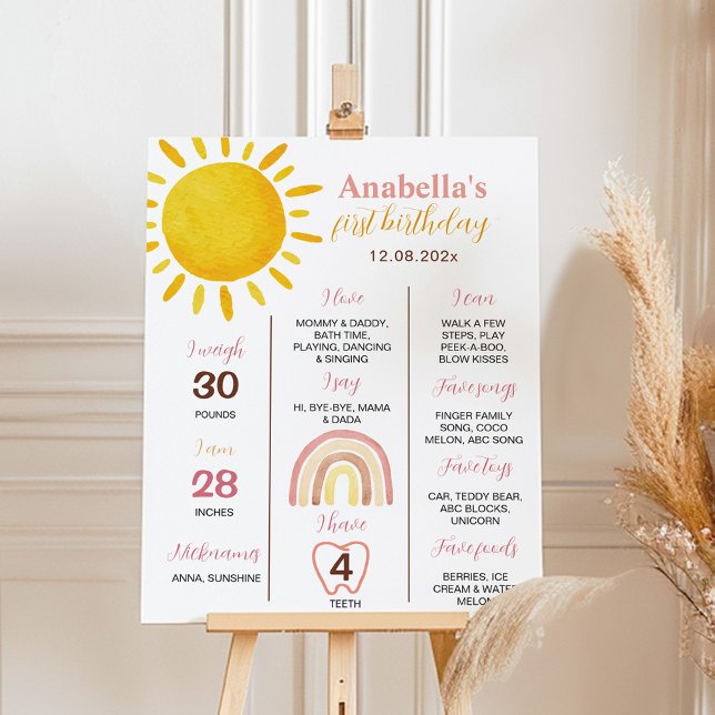 Groovy Sunshine Rainbow Birthday Milestone Poster (Creator Uploaded)