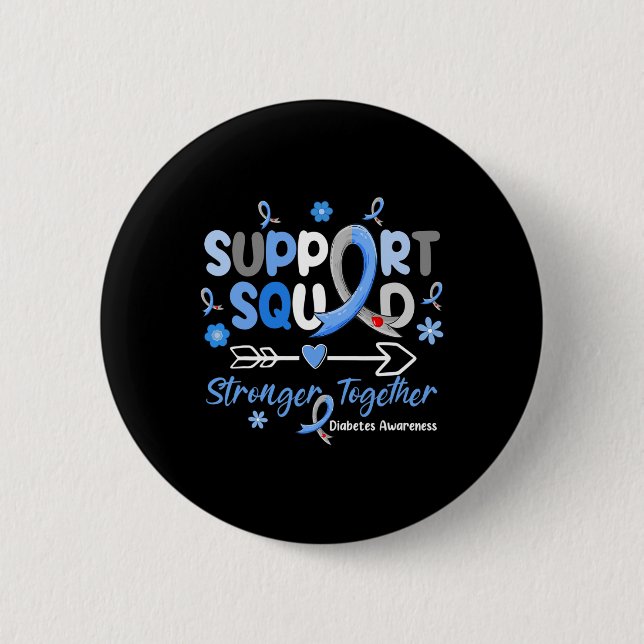 Groovy Support Squad Blue Ribbon Diabetes Awarenes Button (Front)