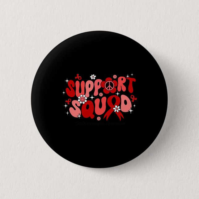Groovy Support Squad Brain Aneurysm Awareness Gift Button (Front)