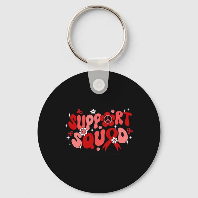 Groovy Support Squad Brain Aneurysm Awareness Gift Keychain (Front)