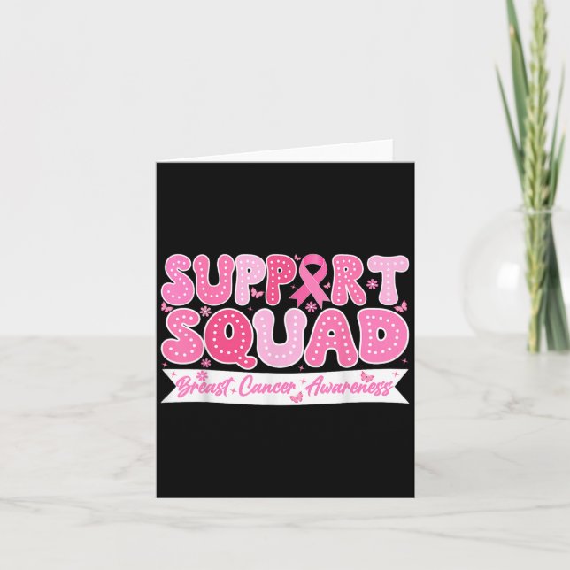 Groovy Support Squad Breast Cancer Awareness Pink  Card (Front)