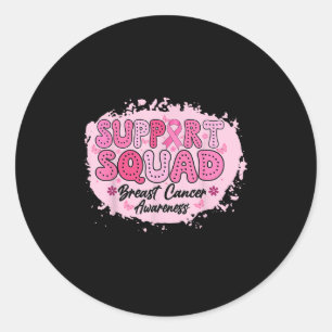 Groovy Support Squad Breast Cancer Awareness Pink Classic Round Sticker