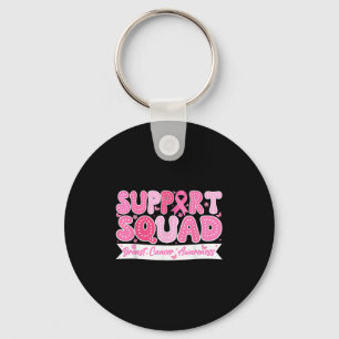 Groovy Support Squad Breast Cancer Awareness Pink Keychain