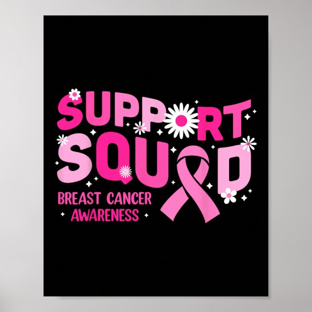 Groovy Support Squad Breast Cancer Awareness Pink  Poster (Front)