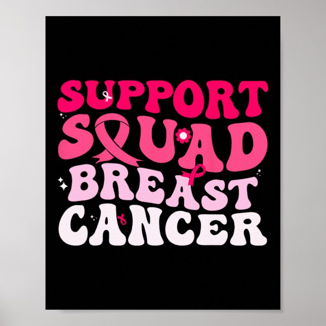 Groovy Support Squad Breast Cancer Awareness White Poster (Front)