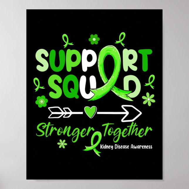 Groovy Support Squad Green Ribbon Kidney Disease A Poster (Front)