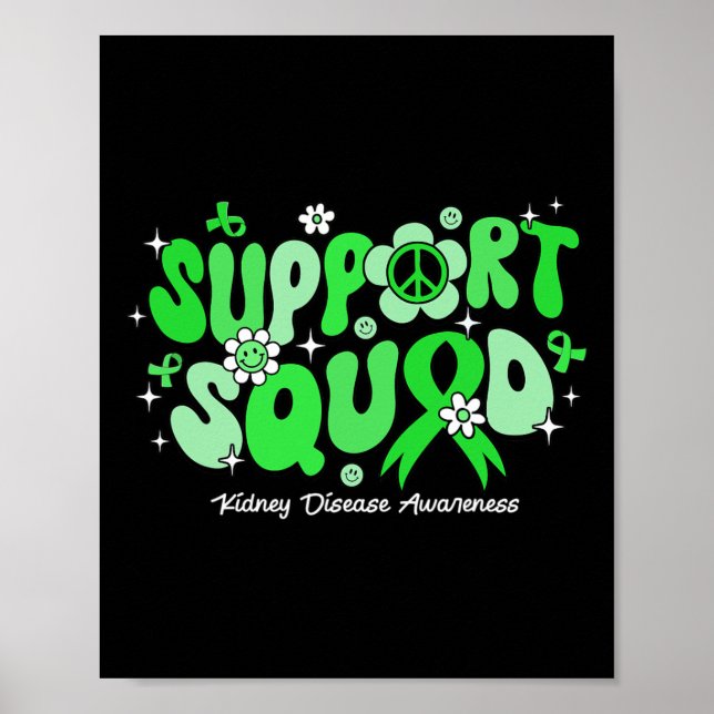 Groovy Support Squad Green Ribbon Kidney Disease A Poster (Front)
