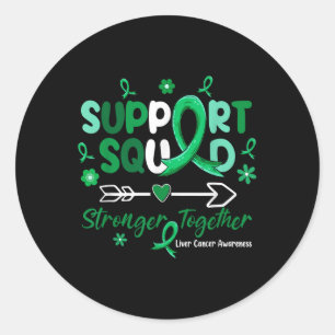 Groovy Support Squad Green Ribbon Liver Cancer Awa Classic Round Sticker