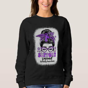 Groovy Support Squad Messy Bun Epilepsy Awareness Sweatshirt