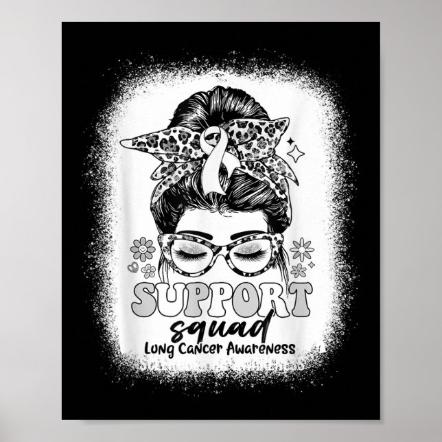 Groovy Support Squad Messy Bun Lung Cancer Awarene Poster (Front)