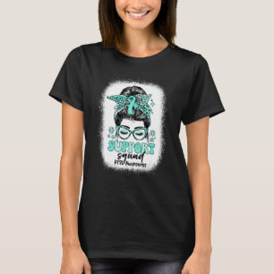 Groovy Support Squad Messy Bun PTSD Awareness T-Shirt