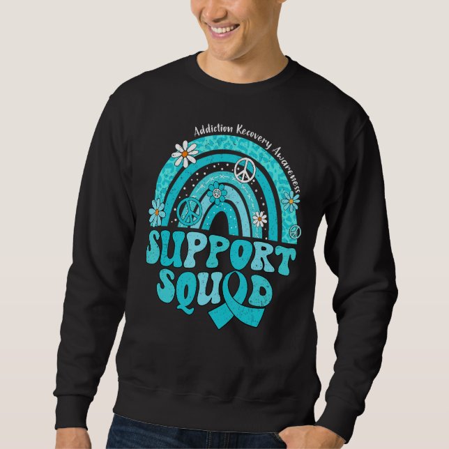 Groovy Support Squad Rainbow Addiction Recovery Aw Sweatshirt (Front)