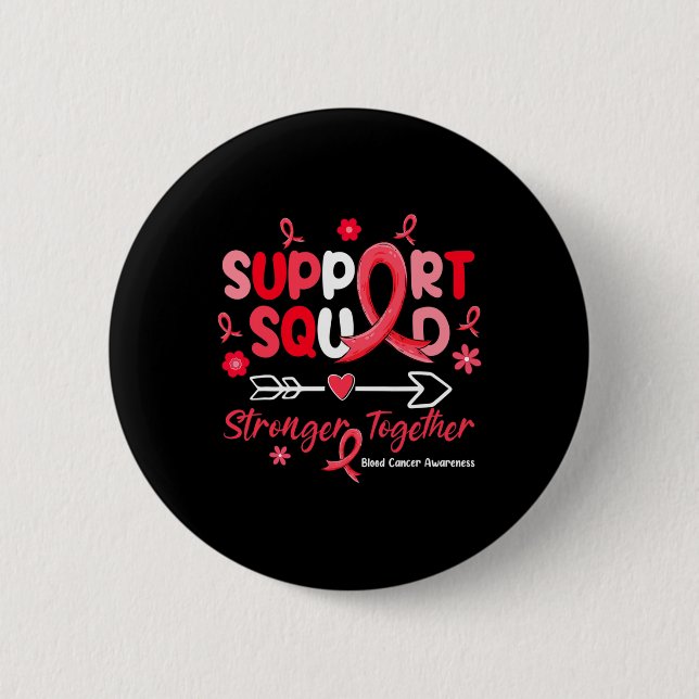Groovy Support Squad Red Ribbon Blood Cancer Aware Button (Front)