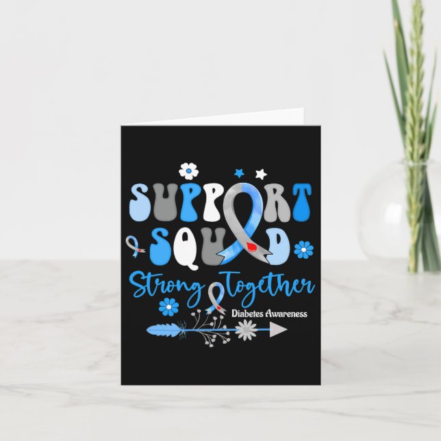 Groovy Support Squad Ribbon T1d Diabetes Awareness Card (Front)
