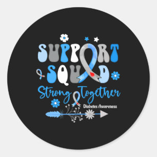 Groovy Support Squad Ribbon T1d Diabetes Awareness Classic Round Sticker