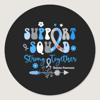 Groovy Support Squad Ribbon T1D Diabetes Awareness Classic Round Sticker