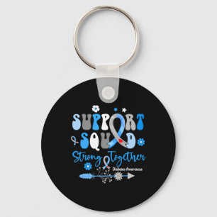 Groovy Support Squad Ribbon T1d Diabetes Awareness Keychain