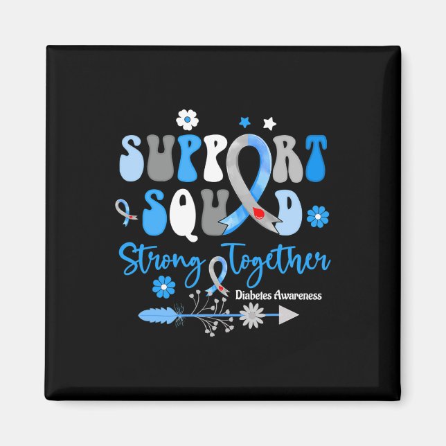 Groovy Support Squad Ribbon T1d Diabetes Awareness Magnet (Front)