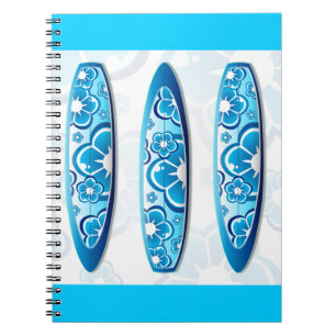 Groovy Surfboard with a flower design Notebook