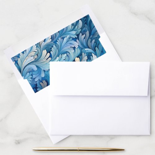 Groovy Swirling Shades of Blue Abstract Watercolor Envelope Liner