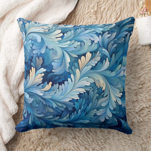 Groovy Swirling Shades of Blue Throw Pillow