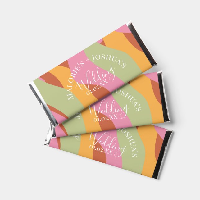 Groovy Swirls Abstract Wedding Hershey Bar Favors (Front)