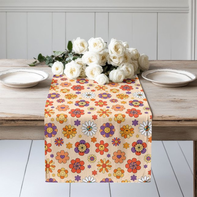 Groovy Table Runner 70s Pastel Colorful Vibes (Groovy Table Runner 70s Pastel Colorful Vibes)