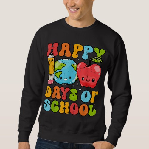 Groovy Teacher 100 Days of School Kids Adult Happy Sweatshirt