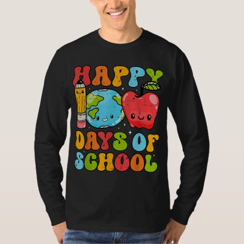 Groovy Teacher 100 Days of School Kids Adult Happy T_Shirt