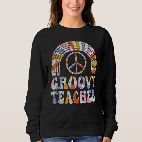 Groovy Teacher 70s Aesthetic Nostalgia 1970s Retr Sweatshirt