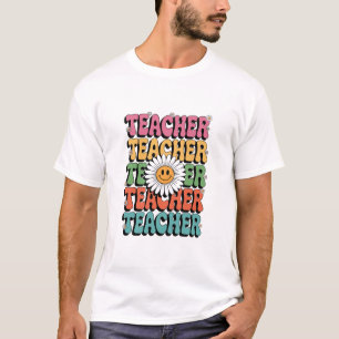 Groovy Teacher Cute Daisy Flower Retro Back School T-Shirt