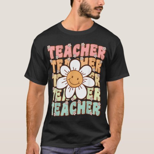 Groovy Teacher Cute Daisy Flower Retro Back to Sch T_Shirt