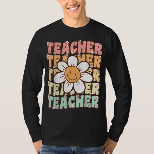 Groovy Teacher Cute Daisy Flower Retro Back to Sch T_Shirt