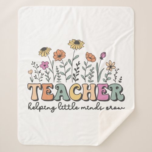 Groovy Teacher Flowers Sherpa Blanket Gift