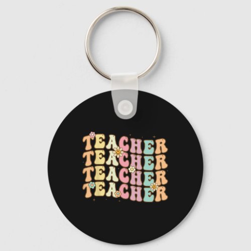 Groovy Teacher Inspirational Colorful Back To Scho Keychain