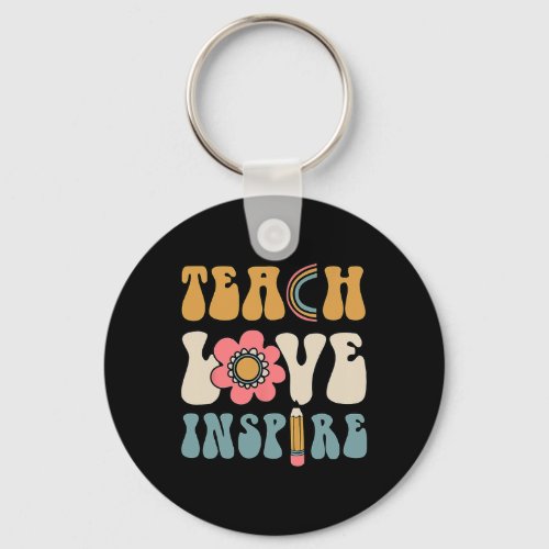 Groovy Teacher Inspirational Happy Back To School  Keychain