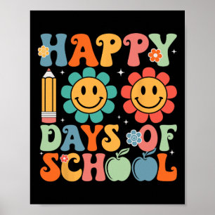 Groovy Teacher Student 100th Day Of School Happy 1 Poster