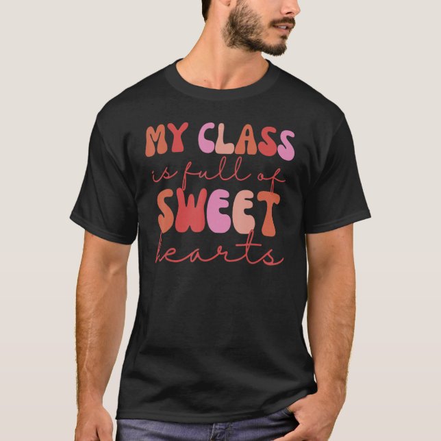 Groovy Teacher Valentine Back To School 100 Days O T-Shirt (Front)
