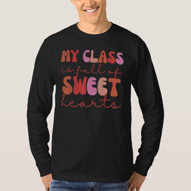 Groovy Teacher Valentine Back To School 100 Days O T-Shirt (Front)