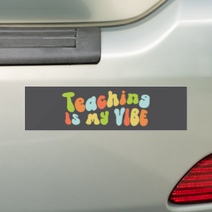 Groovy Teaching Is My Vibe, Colorful Retro Teacher Bumper Sticker