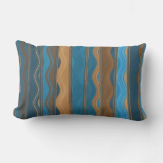 Groovy Teal, Blue,  Copper Stripe Lumbar Pillow